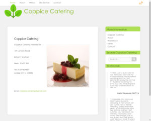Screen shot of Coppice Catering Website