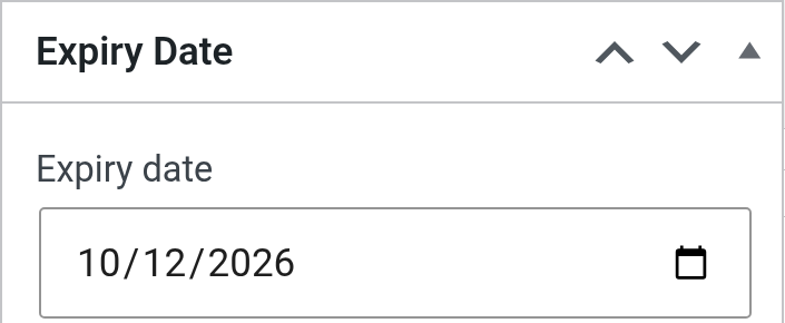 DocVault Expiry Date box with an expiry date set